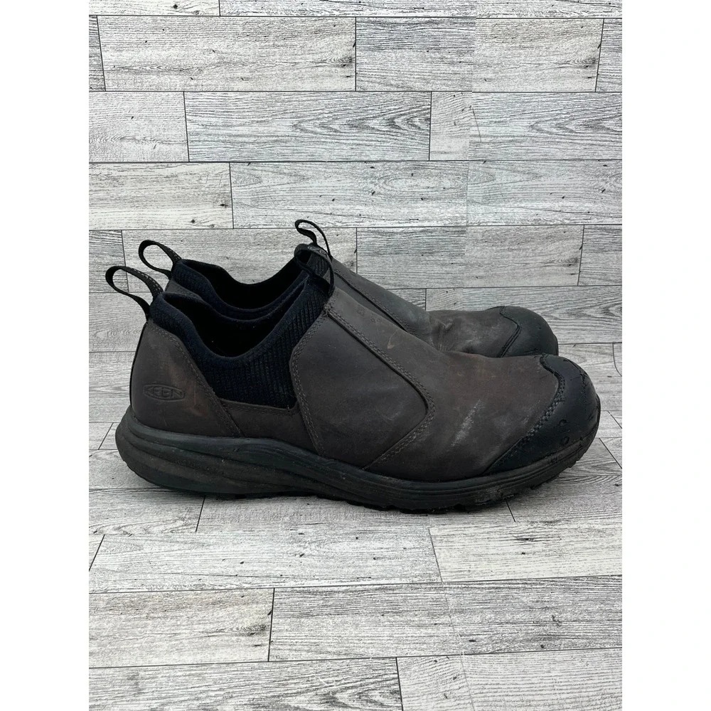 KEEN Mens Slip On ESD Work Shoes Size 13 EE Black Leather‎ Safety Toe